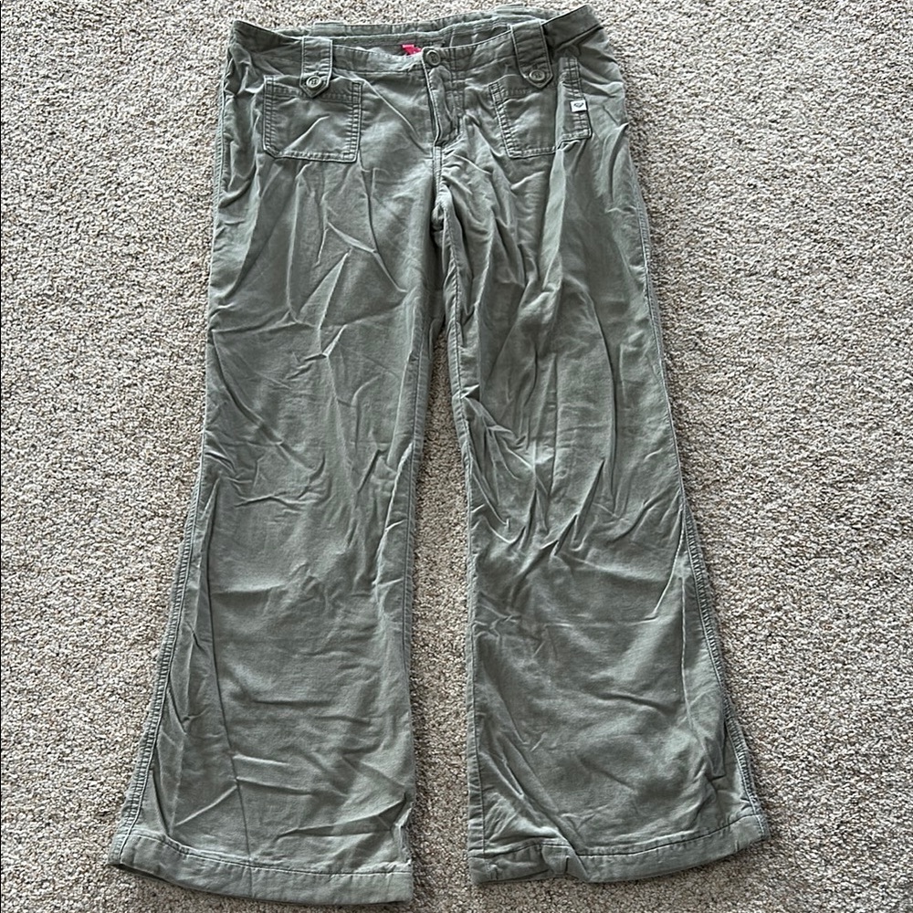 Vintage Roxy corduroy Olive Green Buttoned Cargo Pants